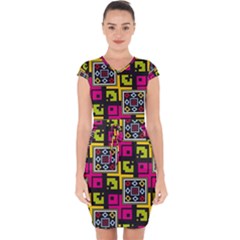 Squares Pattern                                 Capsleeve Drawstring Dress by LalyLauraFLM