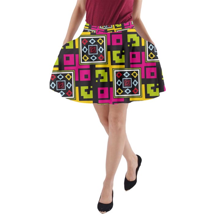 Squares pattern                                  A-Line Pocket Skirt