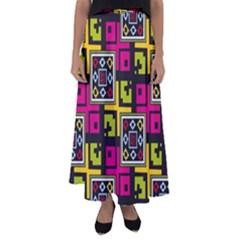 Squares Pattern                                Flared Maxi Skirt by LalyLauraFLM