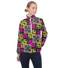 Squares Pattern                                  Women Half Zip Windbreaker by LalyLauraFLM