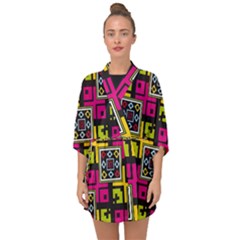 Squares Pattern                               Half Sleeve Chiffon Kimono by LalyLauraFLM