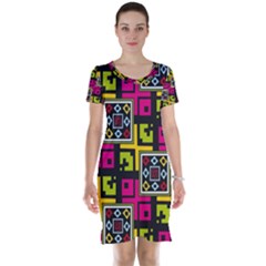 Squares Pattern                                  Short Sleeve Nightdress by LalyLauraFLM