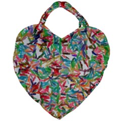 Colorful Paint Strokes On A White Background                                  Giant Heart Shaped Tote by LalyLauraFLM