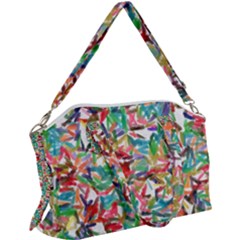 Colorful Paint Strokes On A White Background                               Canvas Crossbody Bag by LalyLauraFLM