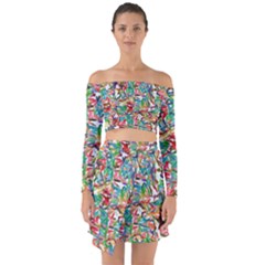 Colorful Paint Strokes On A White Background                                     Off Shoulder Top With Skirt Set by LalyLauraFLM