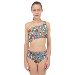 Colorful Paint Strokes On A White Background                                Spliced Up Swimsuit by LalyLauraFLM