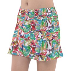 Colorful Paint Strokes On A White Background                                  Tennis Skirt by LalyLauraFLM