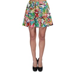 Colorful Paint Strokes On A White Background                                  Skater Skirt by LalyLauraFLM