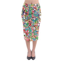 Colorful Paint Strokes On A White Background                                    Midi Pencil Skirt by LalyLauraFLM