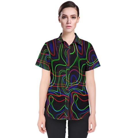 Neon Waves                                  Women s Short Sleeve Shirt by LalyLauraFLM