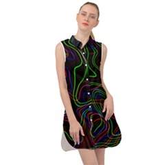 Neon Waves                                     Sleeveless Shirt Dress