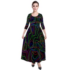 Neon Waves                                    Quarter Sleeve Maxi Velour Dress by LalyLauraFLM