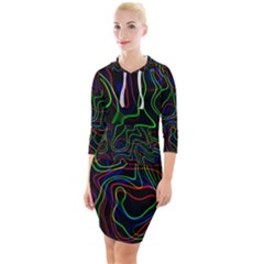 Neon Waves                                    Quarter Sleeve Hood Bodycon Dress by LalyLauraFLM