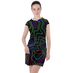 Neon Waves                                                 Drawstring Hooded Dress by LalyLauraFLM