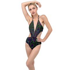 Neon Waves                                  Plunging Cut Out Swimsuit by LalyLauraFLM