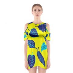 Leaves On A Yellow Background                                  Women s Cutout Shoulder Dress by LalyLauraFLM