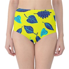 Leaves On A Yellow Background                                  High-waist Bikini Bottoms by LalyLauraFLM