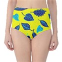 Leaves on a yellow background                                  High-Waist Bikini Bottoms View1