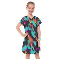 Rectangles In Retro Colors                                   Kids  Drop Waist Dress by LalyLauraFLM