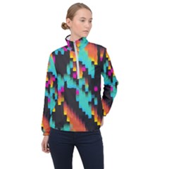 Rectangles In Retro Colors                                  Women Half Zip Windbreaker by LalyLauraFLM