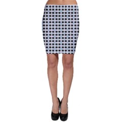 Black Flower On Blue White Pattern Bodycon Skirt by BrightVibesDesign