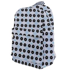 Black Flower On Blue White Pattern Classic Backpack by BrightVibesDesign