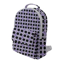 Black Flower  On Purple White Pattern Flap Pocket Backpack (large) by BrightVibesDesign