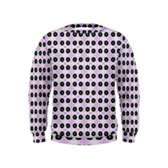 Black Flower On Pink White Pattern Kids  Sweatshirt by BrightVibesDesign