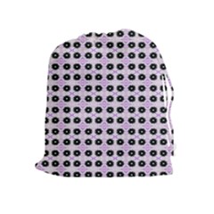 Black Flower On Pink White Pattern Drawstring Pouch (xl) by BrightVibesDesign