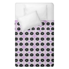 Black Flower On Pink White Pattern Duvet Cover Double Side (single Size) by BrightVibesDesign