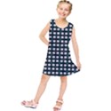 White Flower Pattern On Green Black Kids  Tunic Dress View1