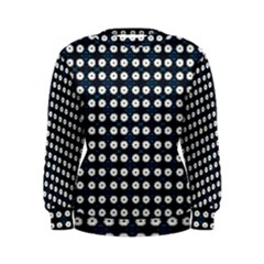 White Flower Pattern On Dark Blue Women s Sweatshirt