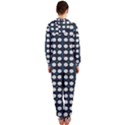 White Flower Pattern On Dark Blue Hooded Jumpsuit (Ladies)  View2