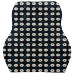 White Flower Pattern On Dark Blue Car Seat Velour Cushion  by BrightVibesDesign