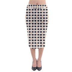 Black Flower On Yellow White Pattern Midi Pencil Skirt by BrightVibesDesign