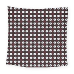 White Flower Pattern On Pink Black Square Tapestry (large) by BrightVibesDesign