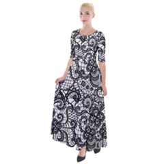 Encaje Half Sleeves Maxi Dress by Sobalvarro