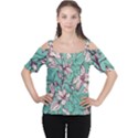 Vintage Floral Pattern Cutout Shoulder Tee View1