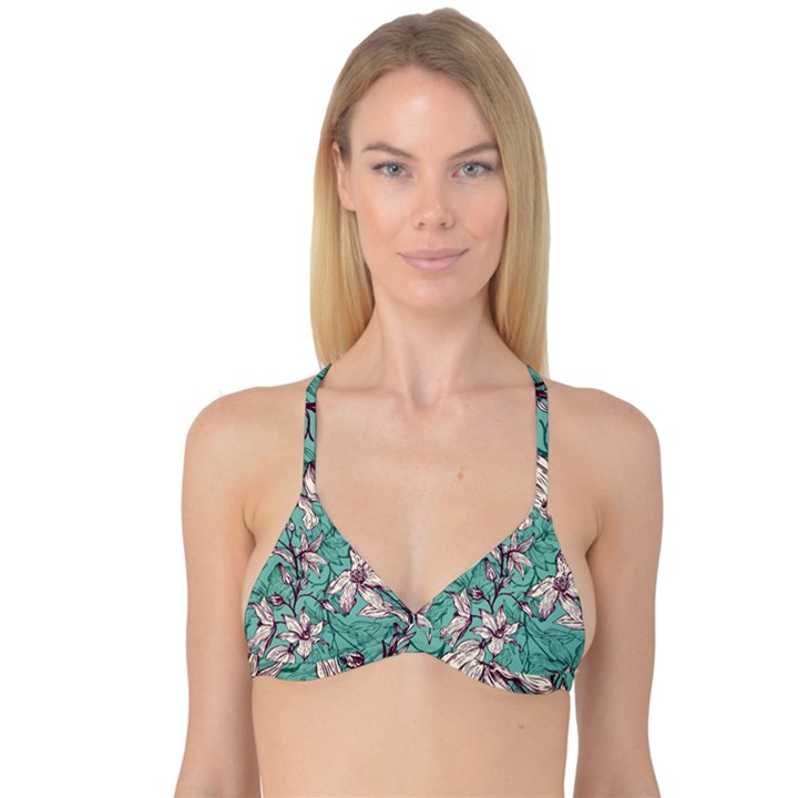 Vintage Floral Pattern Reversible Tri Bikini Top