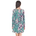 Vintage Floral Pattern Long Sleeve V-neck Flare Dress View2