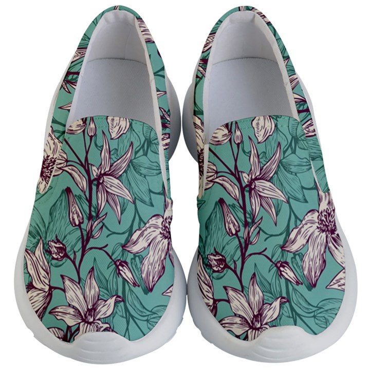 Vintage Floral Pattern Kids  Lightweight Slip Ons