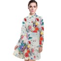 Floral Bouquet Long Sleeve Chiffon Shirt Dress View1