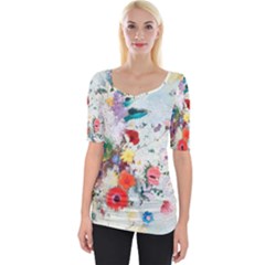 Floral Bouquet Wide Neckline Tee