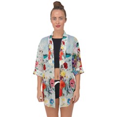 Floral Bouquet Open Front Chiffon Kimono by Sobalvarro