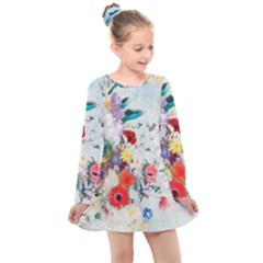 Floral Bouquet Kids  Long Sleeve Dress by Sobalvarro