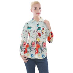 Floral Bouquet Women s Long Sleeve Pocket Shirt