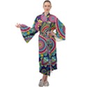 Ornament Maxi Tie Front Velour Kimono View1