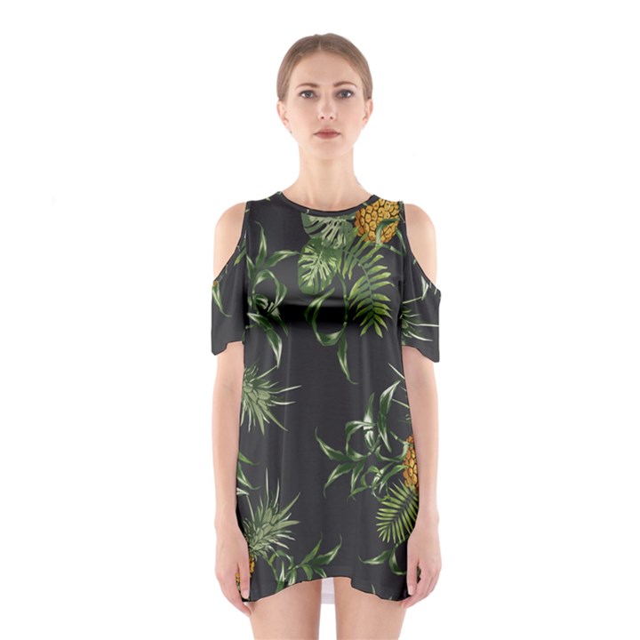 Pineapples pattern Shoulder Cutout One Piece Dress