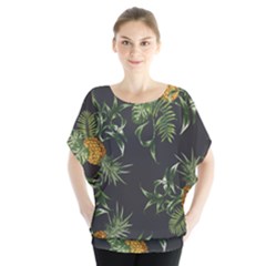 Pineapples Pattern Batwing Chiffon Blouse