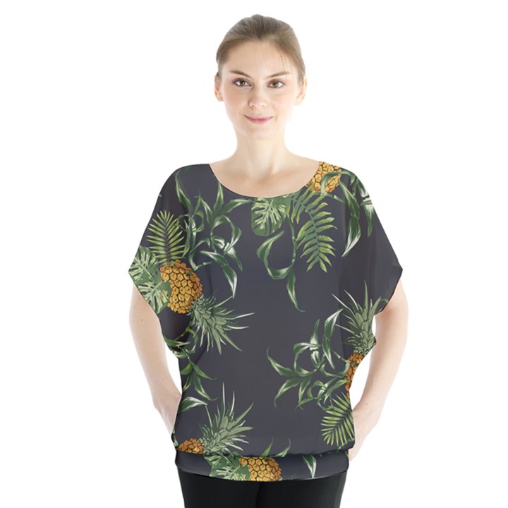 Pineapples pattern Batwing Chiffon Blouse